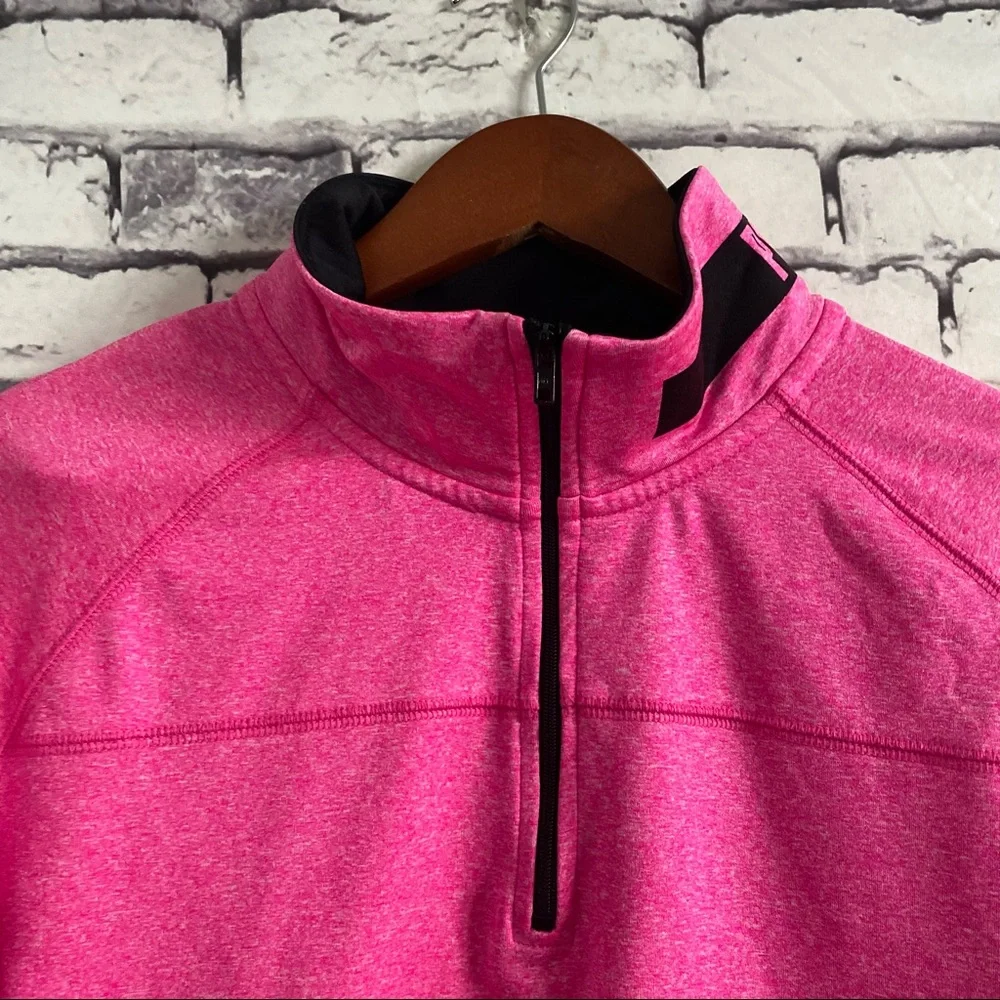 Victoria’s Secret Pink Half-Zip Pullover Heathered Pink/Black Size Large - Picture 2 of 5